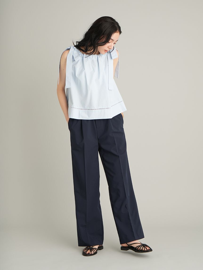 Mila Owen「【ウォッシャブル】肩リボンブラウスセミワイドパンツSET UP」|ワンピース|