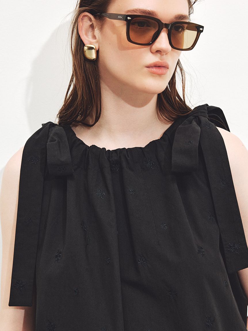 Mila Owen「【ウォッシャブル】肩リボンブラウスセミワイドパンツSET UP」|ワンピース|