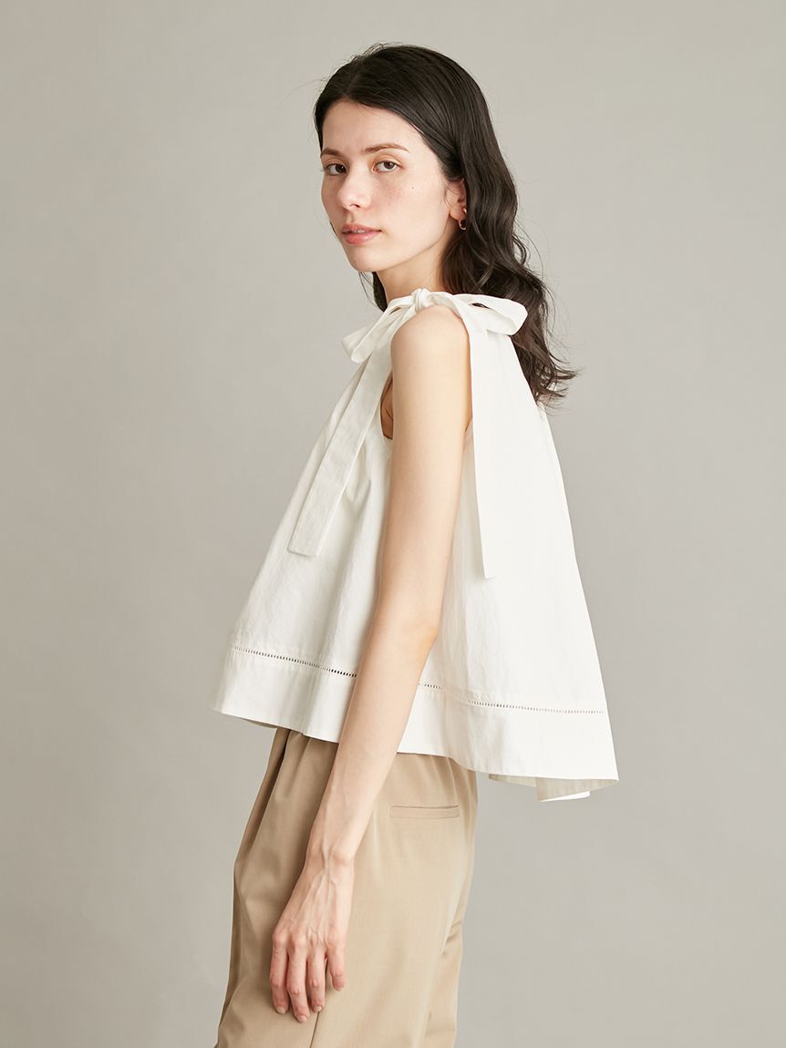 Mila Owen「【ウォッシャブル】肩リボンブラウスセミワイドパンツSET UP」|ワンピース|