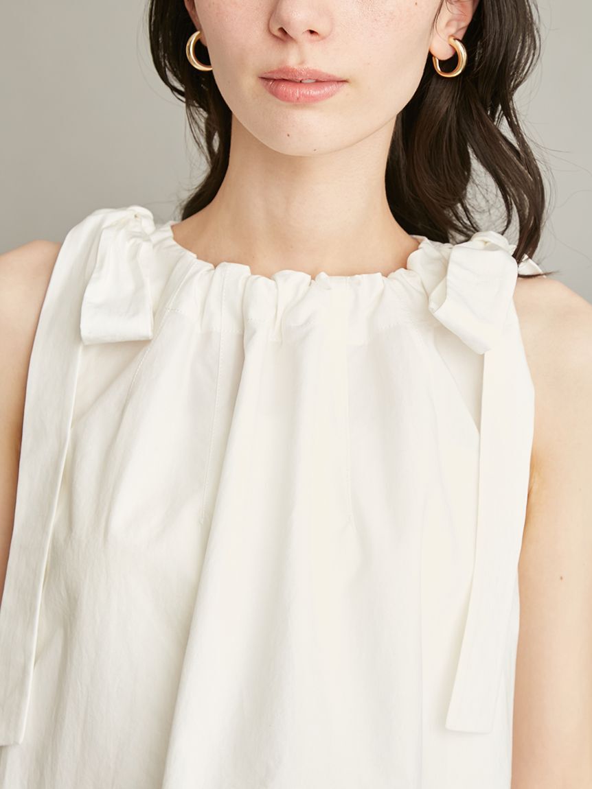 Mila Owen「【ウォッシャブル】肩リボンブラウスセミワイドパンツSET UP」|ワンピース|