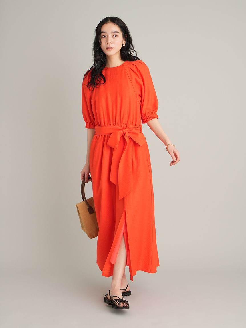 Mila Owen「【ウォッシャブル】パフスリーブブラウジングワンピース」|ワンピース|