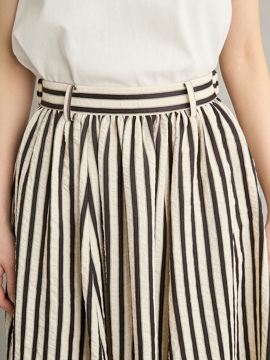 Mila Owen「【ウォッシャブル】サッカーストライプボリュームスカート」|スカート|