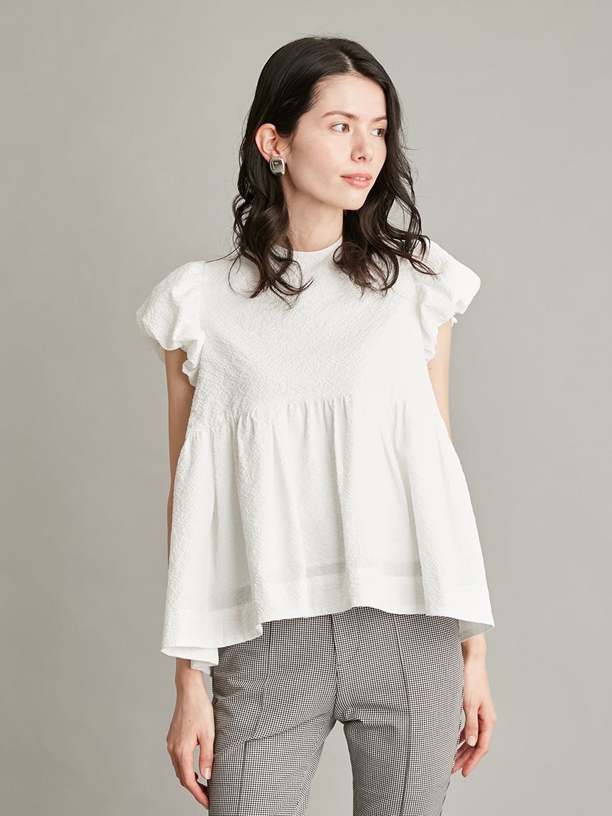 Mila Owen「パフスリーブペプラムチュニックトップス」|チュニック|WHT