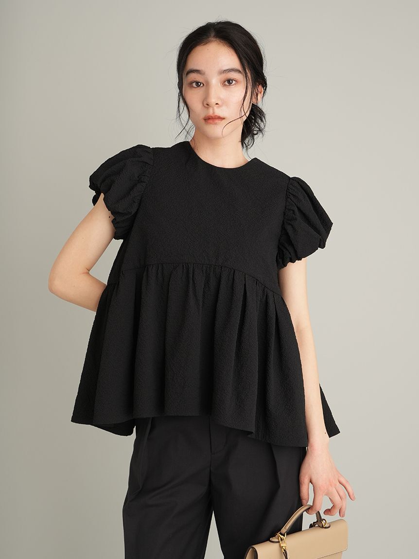 Mila Owen「パフスリーブペプラムチュニックトップス」|チュニック|