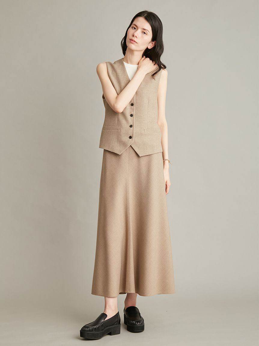 Mila Owen「後バックルリネン混ベスト」|ダウンベスト・ベスト|