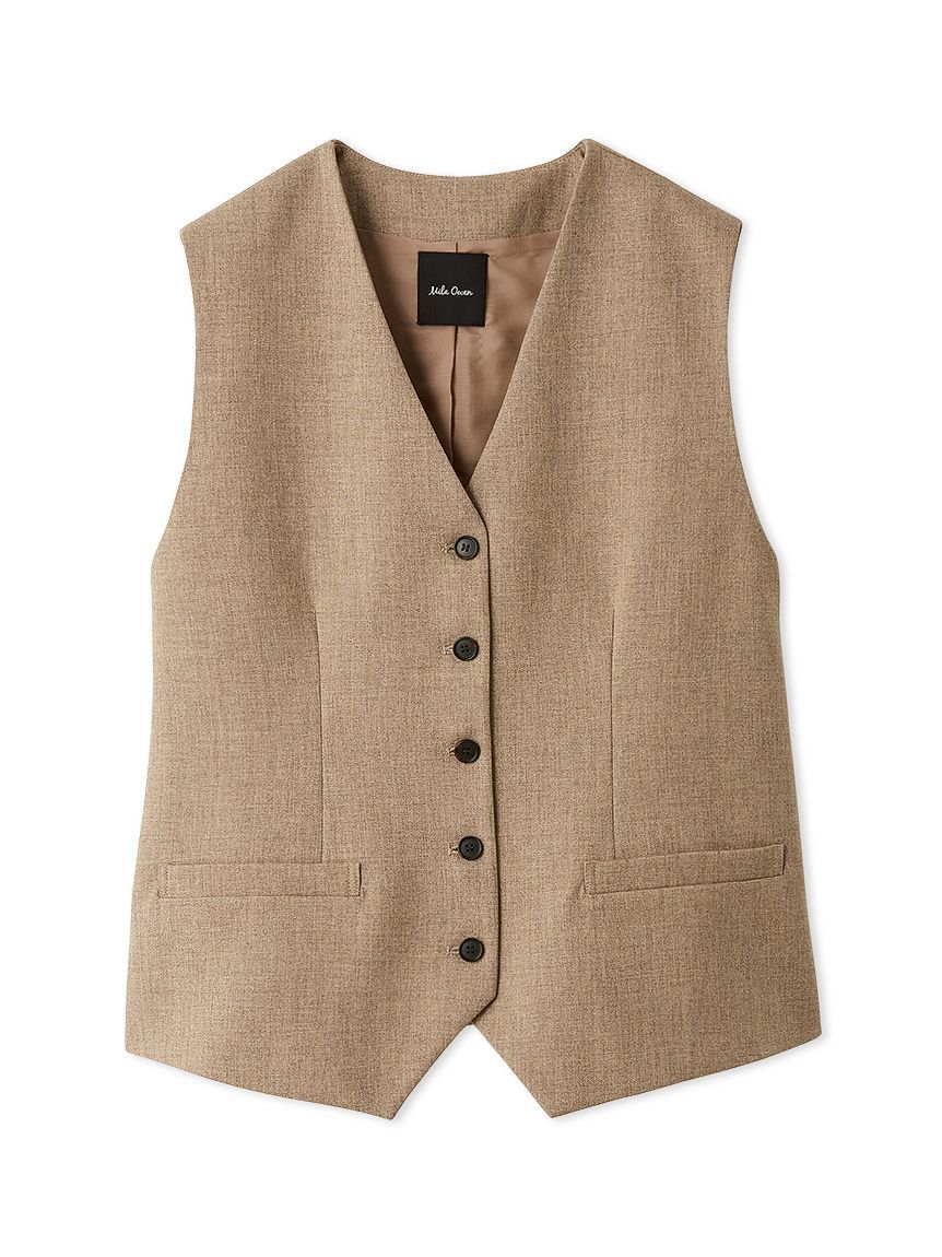 Mila Owen「後バックルリネン混ベスト」|ダウンベスト・ベスト|