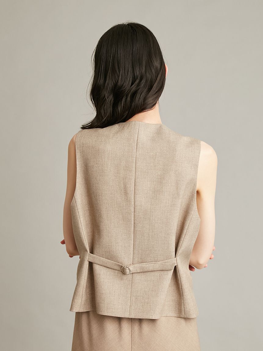 Mila Owen「後バックルリネン混ベスト」|ダウンベスト・ベスト|