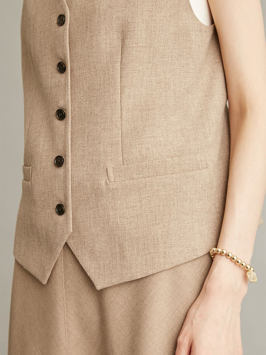 Mila Owen「後バックルリネン混ベスト」|ダウンベスト・ベスト|