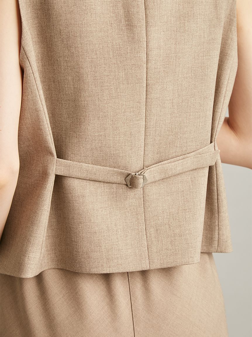 Mila Owen「後バックルリネン混ベスト」|ダウンベスト・ベスト|