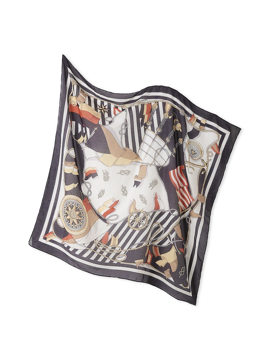 Mila Owen「マリン柄大判スカーフ」|バンダナ・スカーフ|