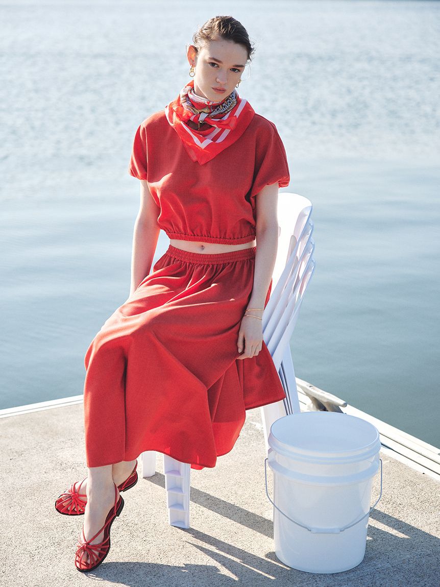 Mila Owen「マリン柄大判スカーフ」|バンダナ・スカーフ|