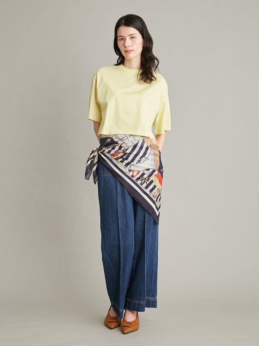 Mila Owen「マリン柄大判スカーフ」|バンダナ・スカーフ|