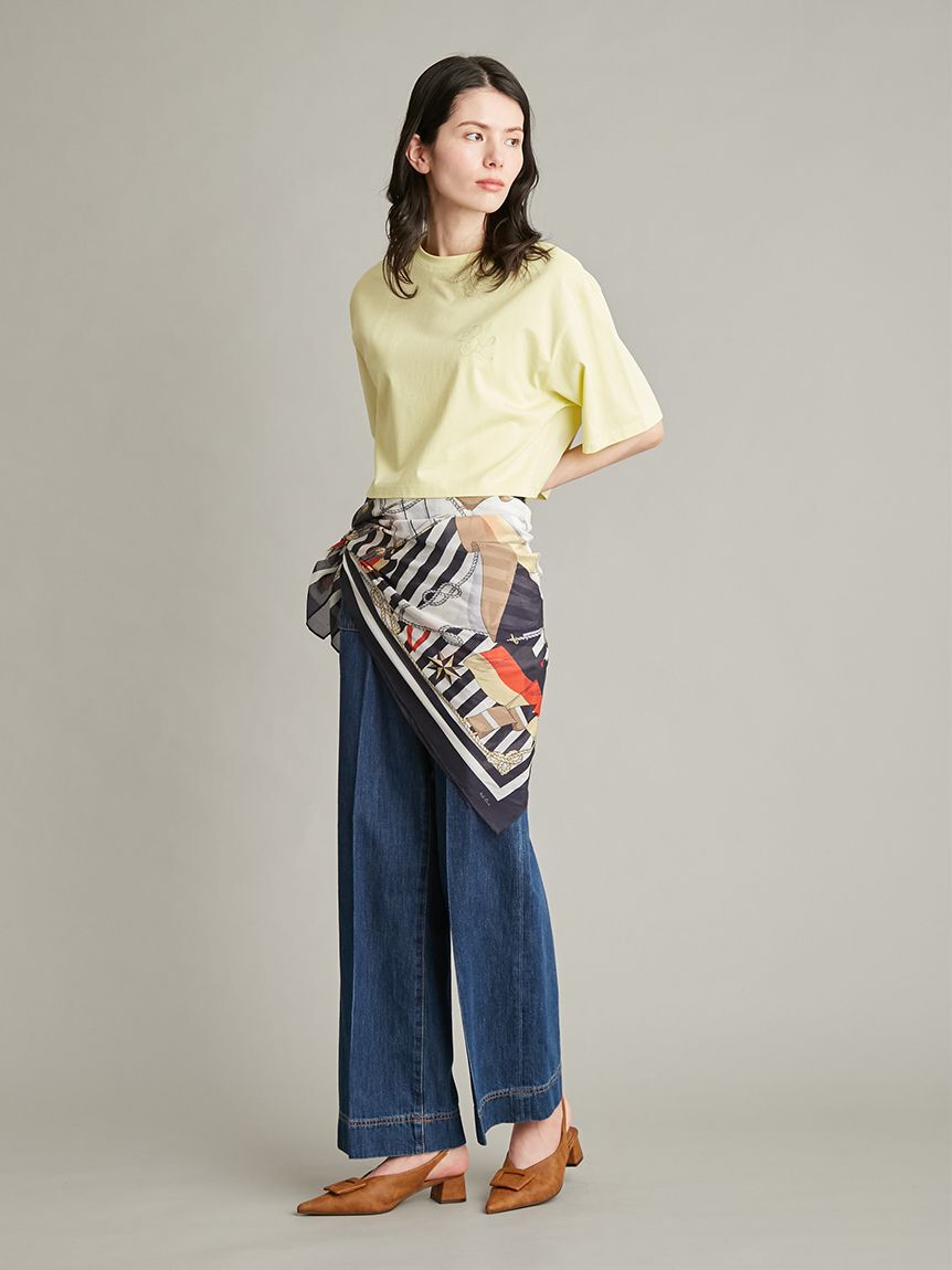 Mila Owen「マリン柄大判スカーフ」|バンダナ・スカーフ|