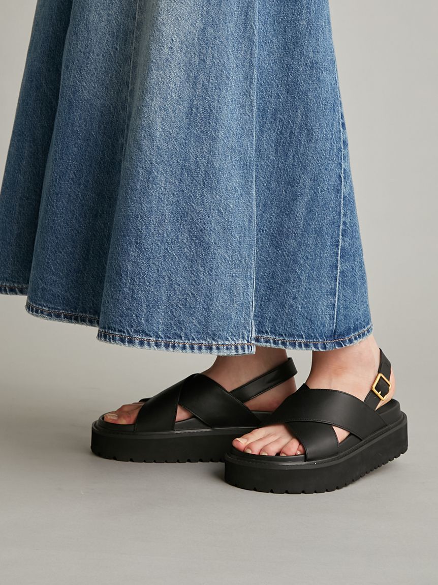 Mila Owen「プラットフォームクロスサンダル」|サンダル|