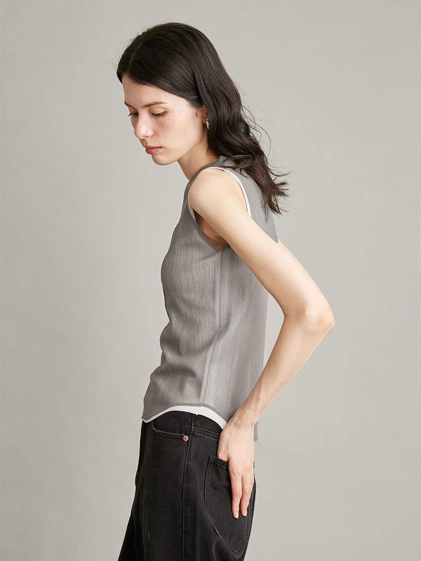 Mila Owen「シアレイヤードヘンリーネックニット」|タンクトップ|
