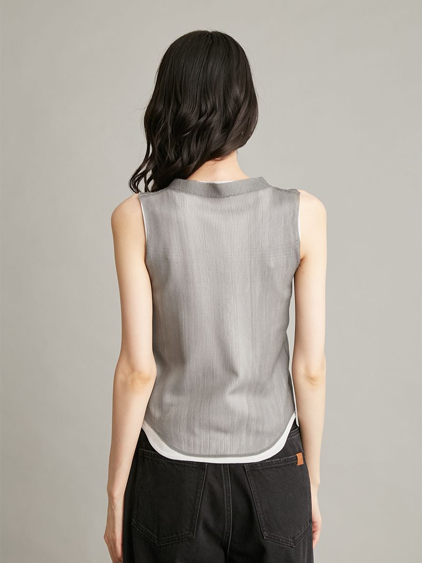 Mila Owen「シアレイヤードヘンリーネックニット」|タンクトップ|