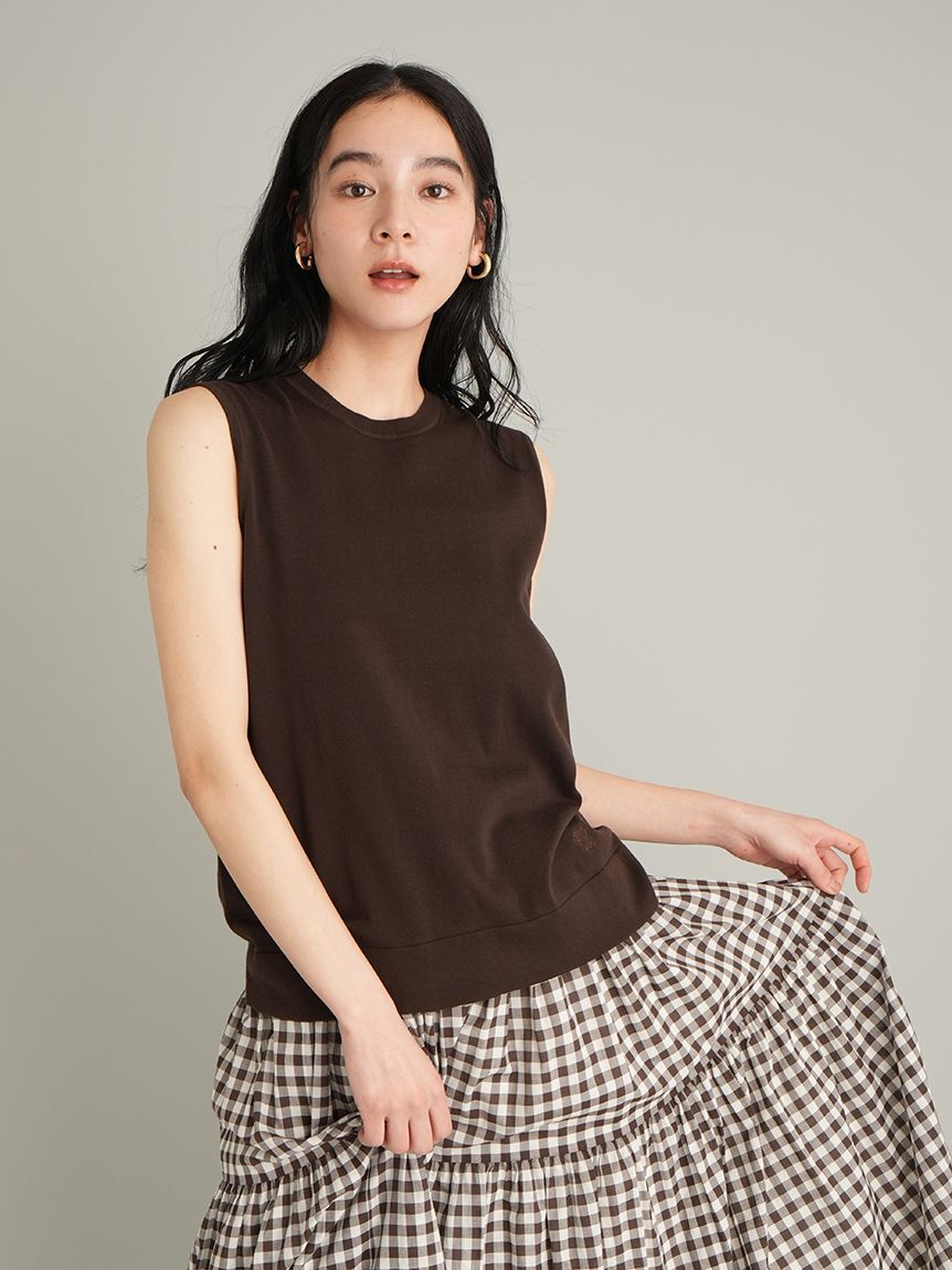 Mila Owen「【ウォッシャブル】アンサンブルギザコットンノースリニット」|タンクトップ|