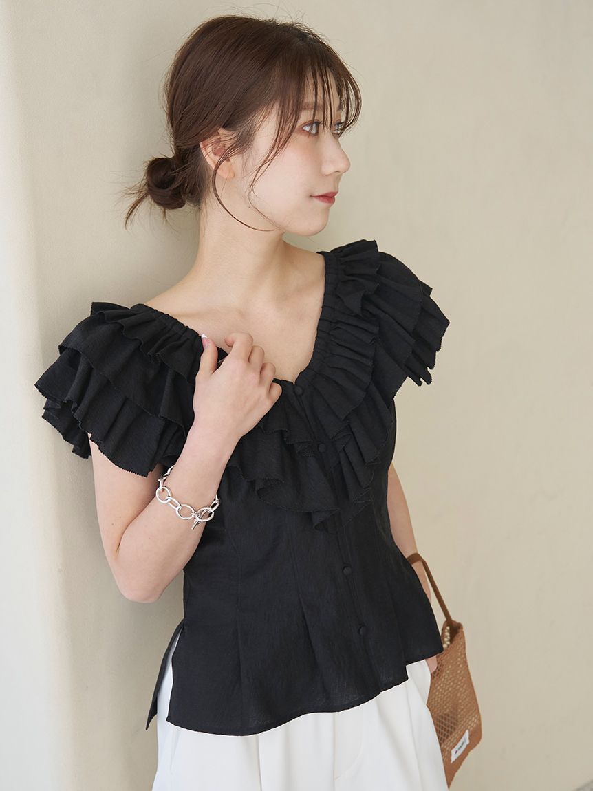 emmi atelier「フリルデザインブラウス」|シャツ・ブラウス|