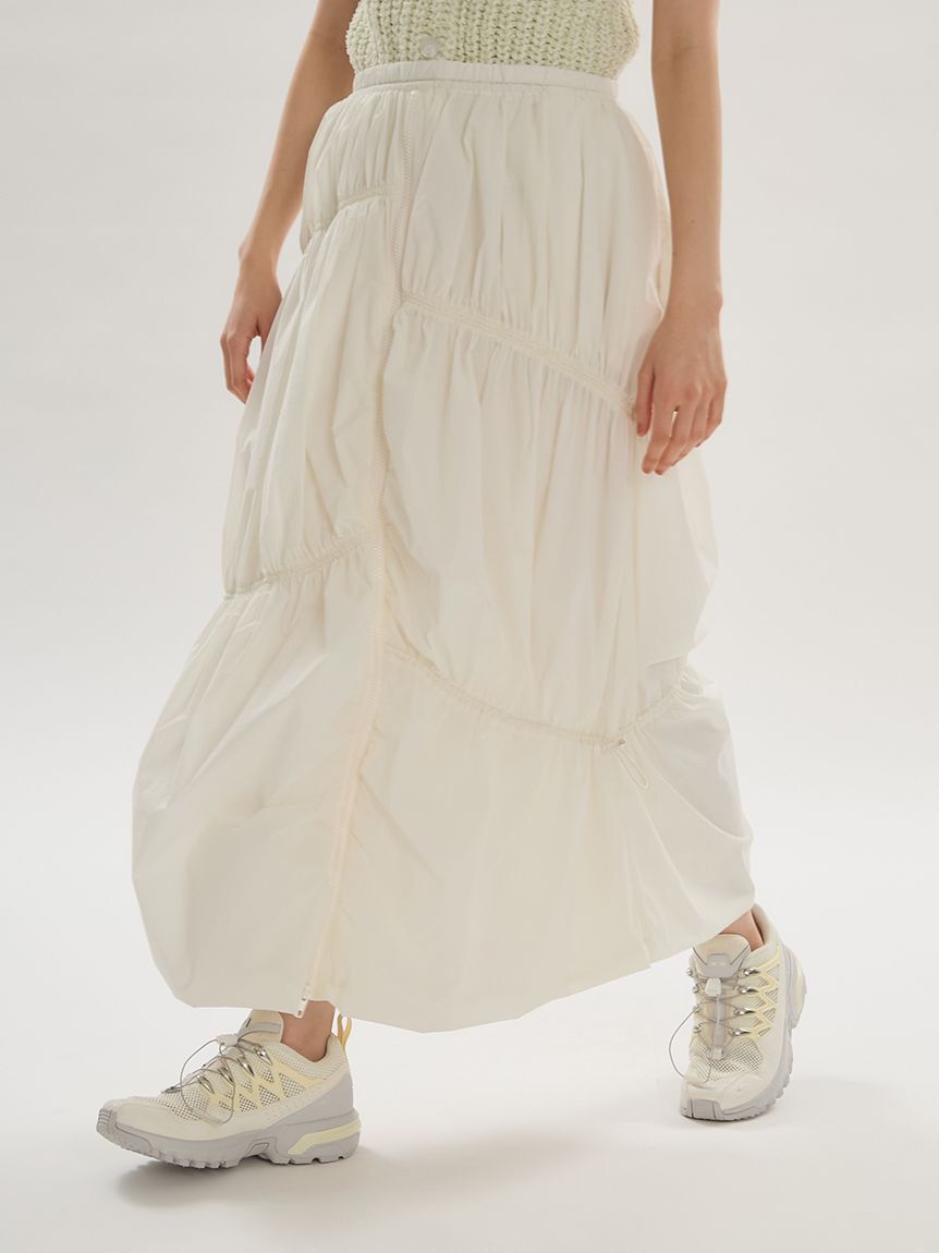 emmi atelier「エアリーギャザーフロントジップスカート/撥水/ハンドウォッシャブル」|スカート|