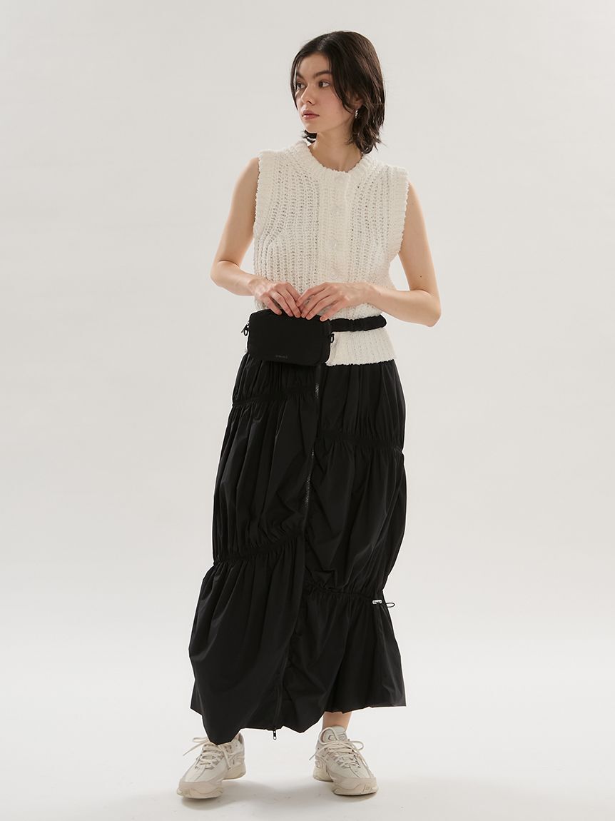 emmi atelier「エアリーギャザーフロントジップスカート/撥水/ハンドウォッシャブル」|スカート|