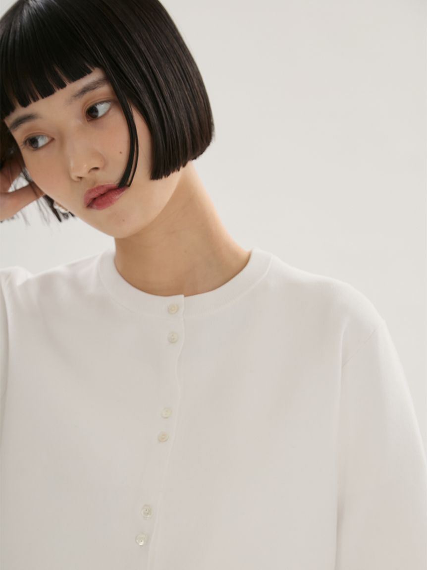 emmi atelier「ハーフスリーブニットカーディガン/ウォッシャブル」|カーディガン|