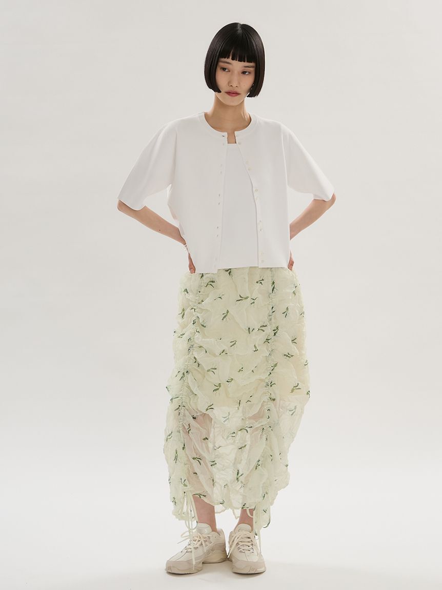 emmi atelier「ハーフスリーブニットカーディガン/ウォッシャブル」|カーディガン|