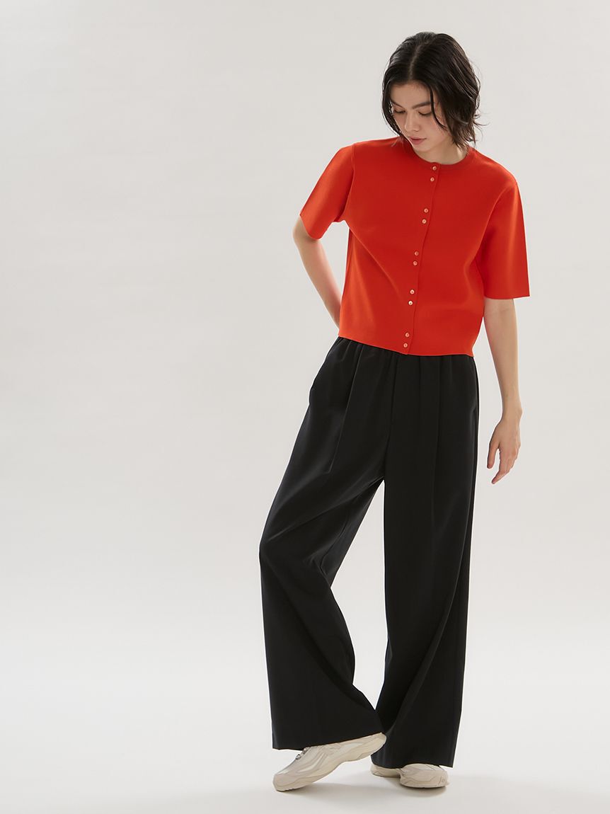 emmi atelier「ハーフスリーブニットカーディガン/ウォッシャブル」|カーディガン|