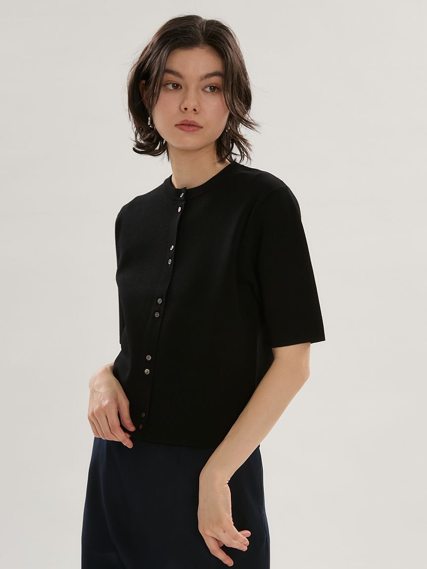 emmi atelier「ハーフスリーブニットカーディガン/ウォッシャブル」|カーディガン|BLK