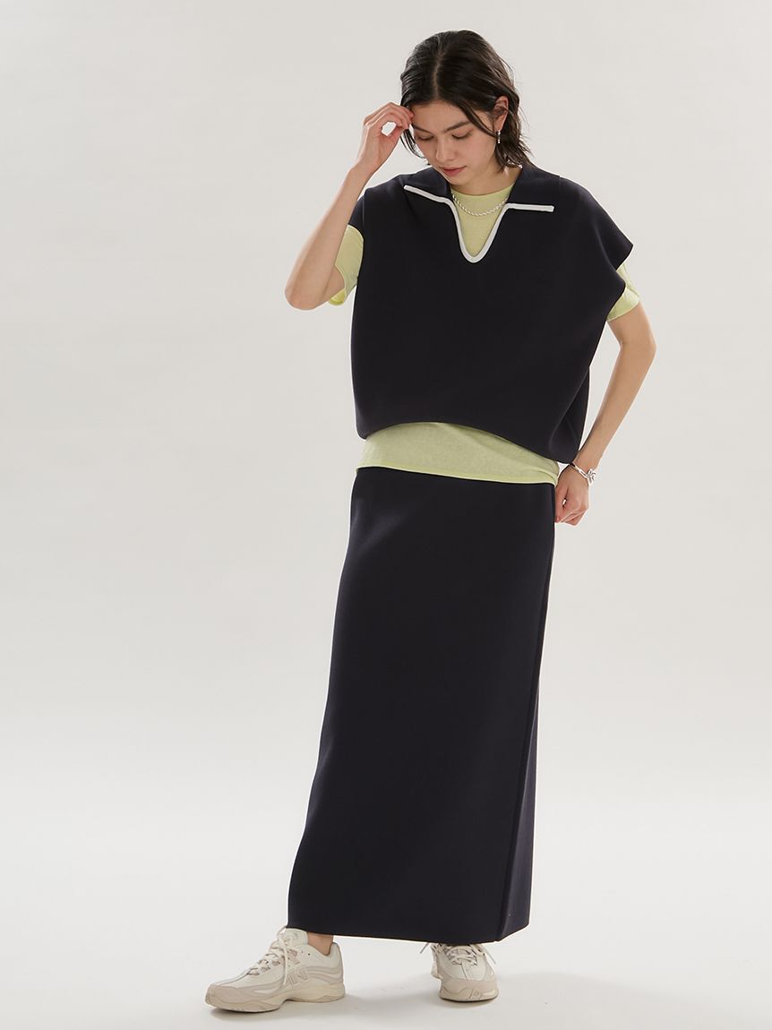 emmi atelier「Iラインニットスカート【セットアップ対応】/ウォッシャブル/UVカット/接触冷感」|スカート|