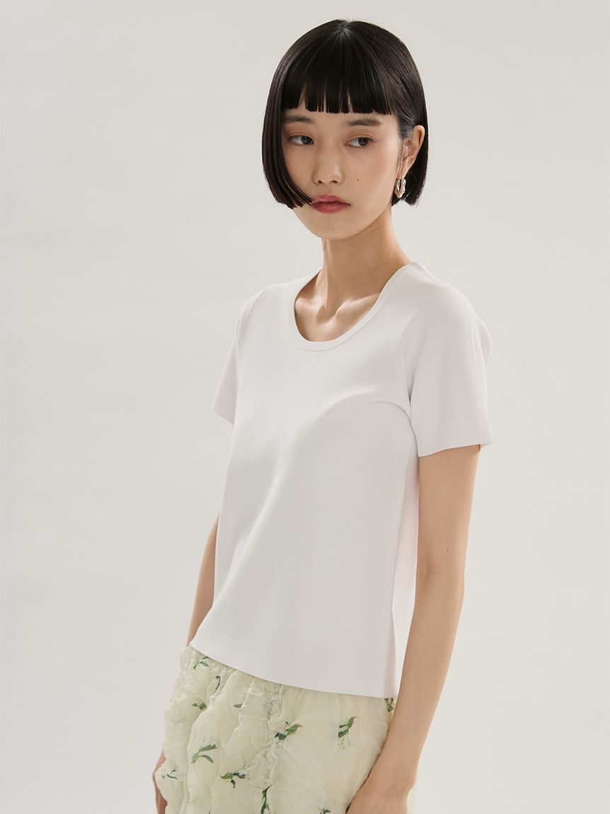 emmi atelier「デコルテシンプルニット/ウォッシャブル/UVカット/接触冷感」|ニット・セーター|