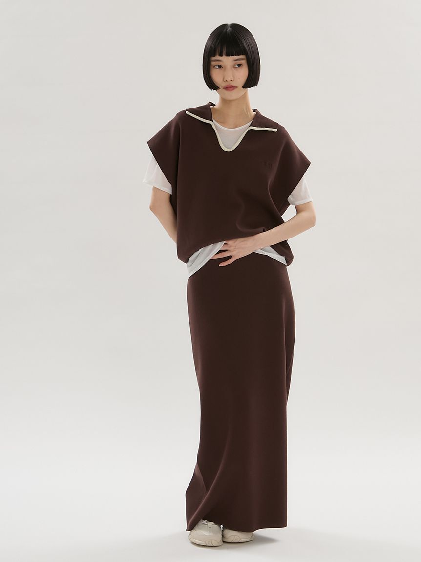 emmi atelier「エフォートレスポロニット【セットアップ対応】/ウォッシャブル/UVカット/接触冷感」|ニット・セーター|