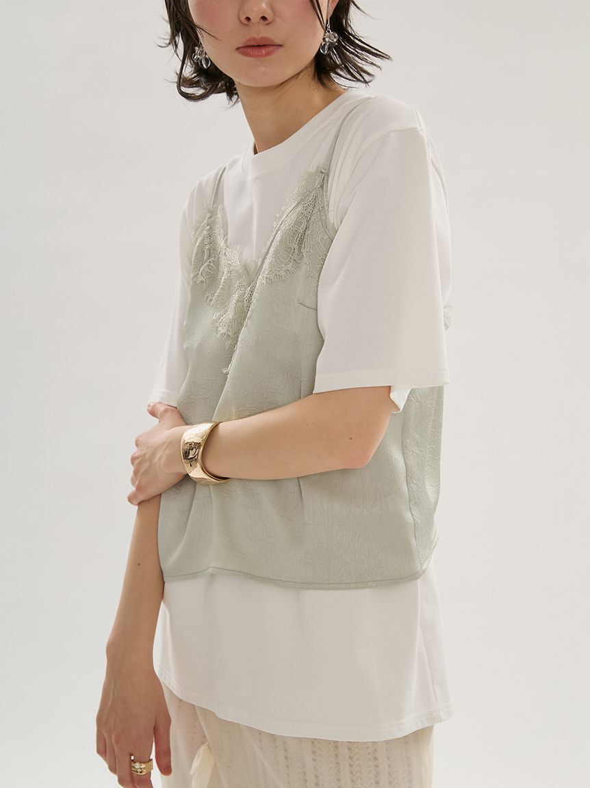 emmi atelier「Tシャツ&times;レースサテンキャミセット」|キャミソール|MNT