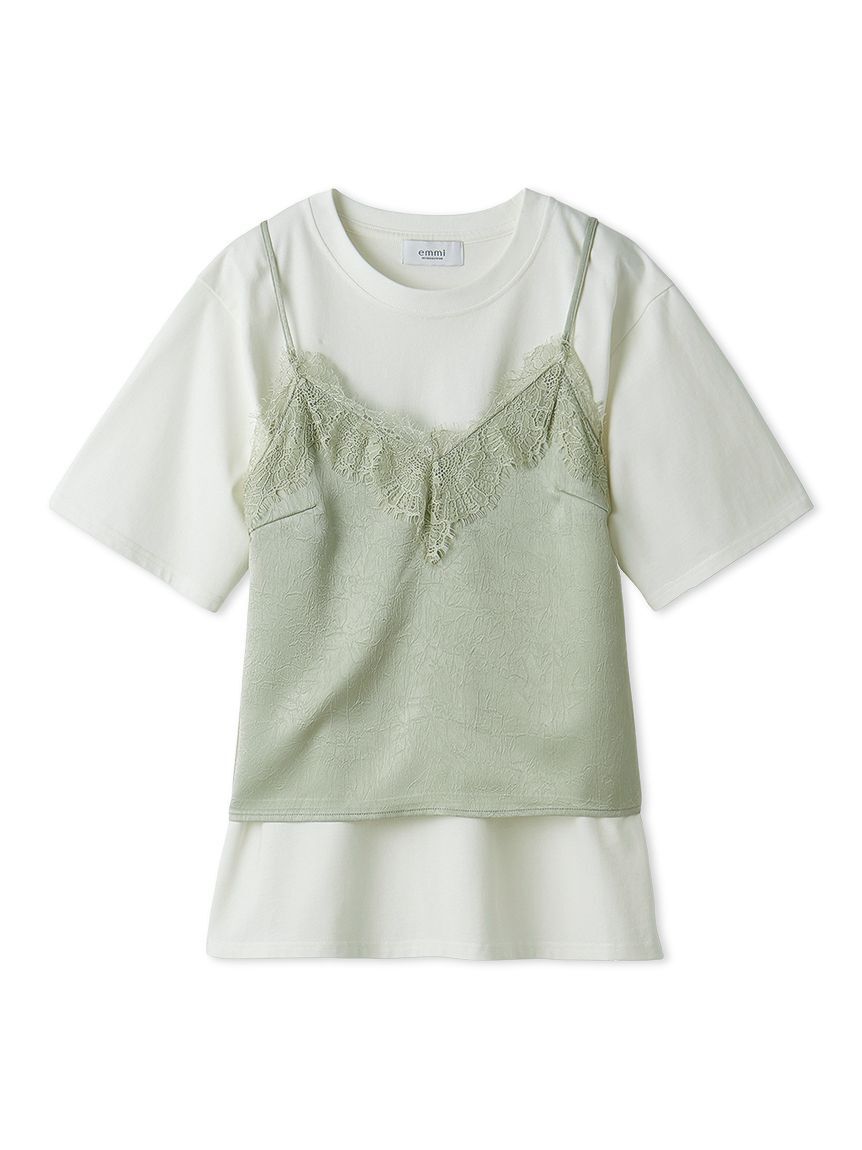 emmi atelier「Tシャツ&times;レースサテンキャミセット」|キャミソール|