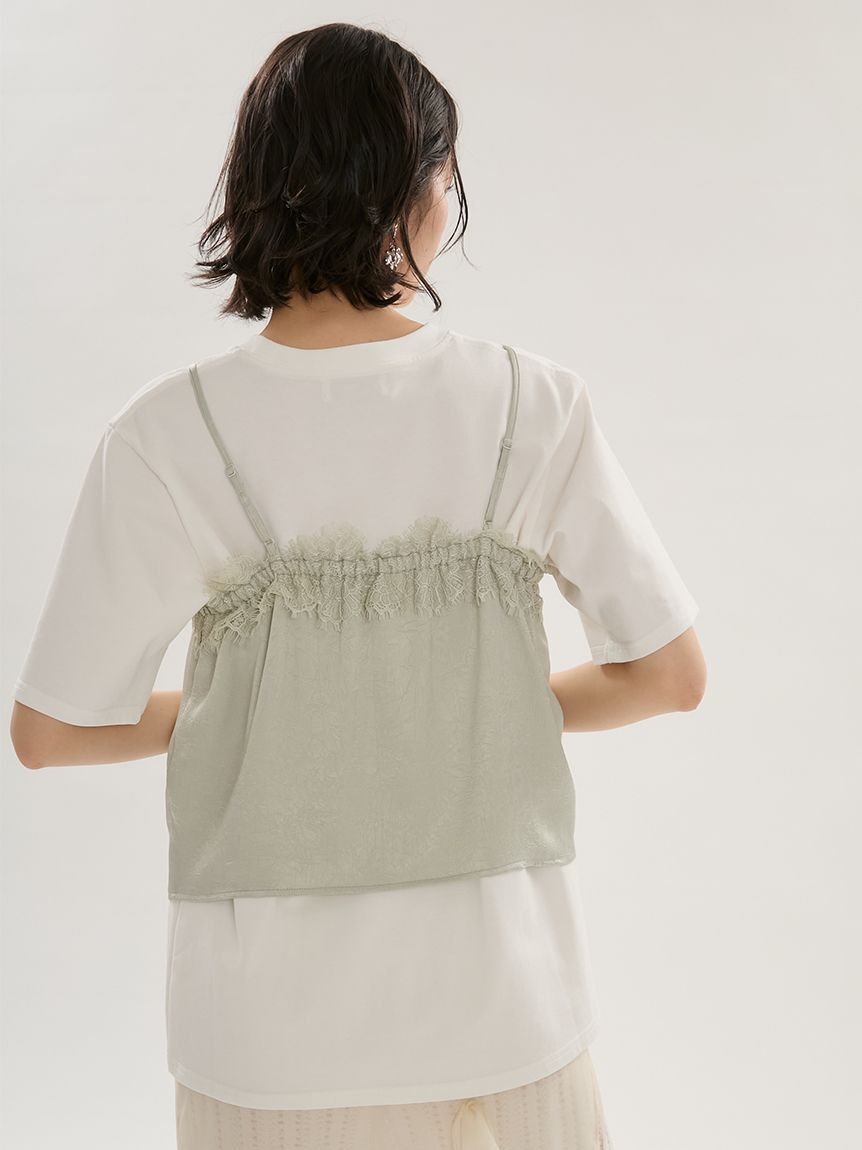 emmi atelier「Tシャツ&times;レースサテンキャミセット」|キャミソール|