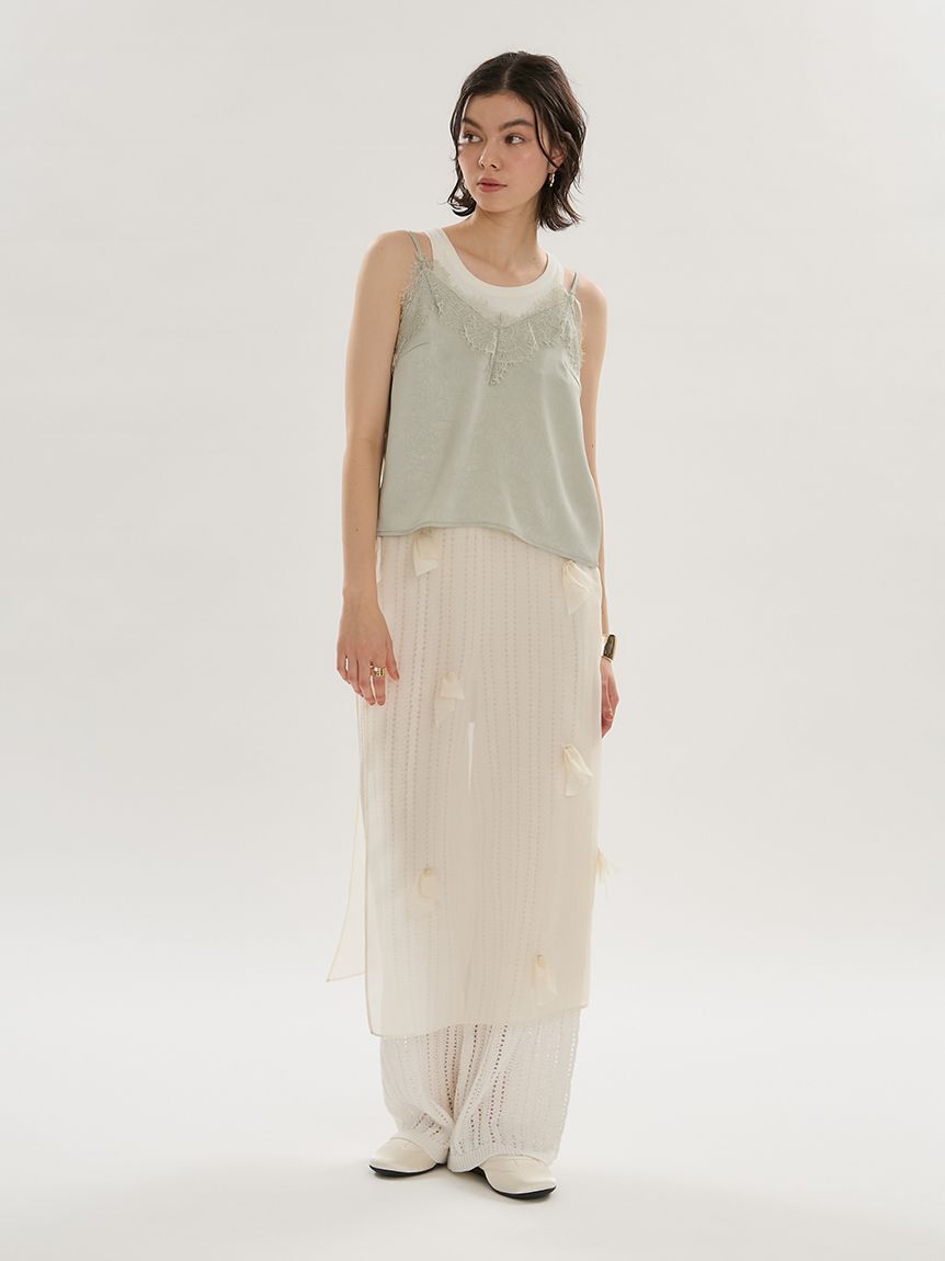 emmi atelier「Tシャツ&times;レースサテンキャミセット」|キャミソール|