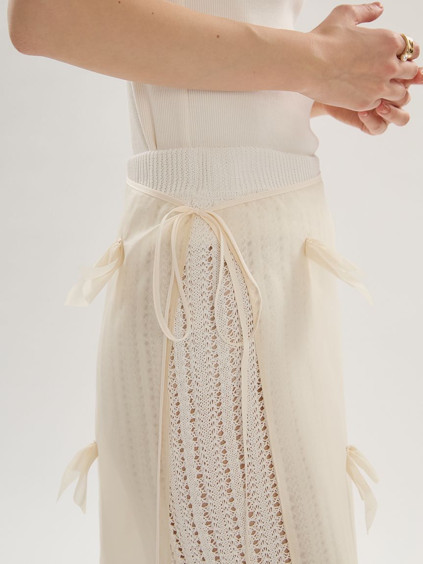 emmi atelier「リボンモチーフオーガンジーラップスカート」|スカート|