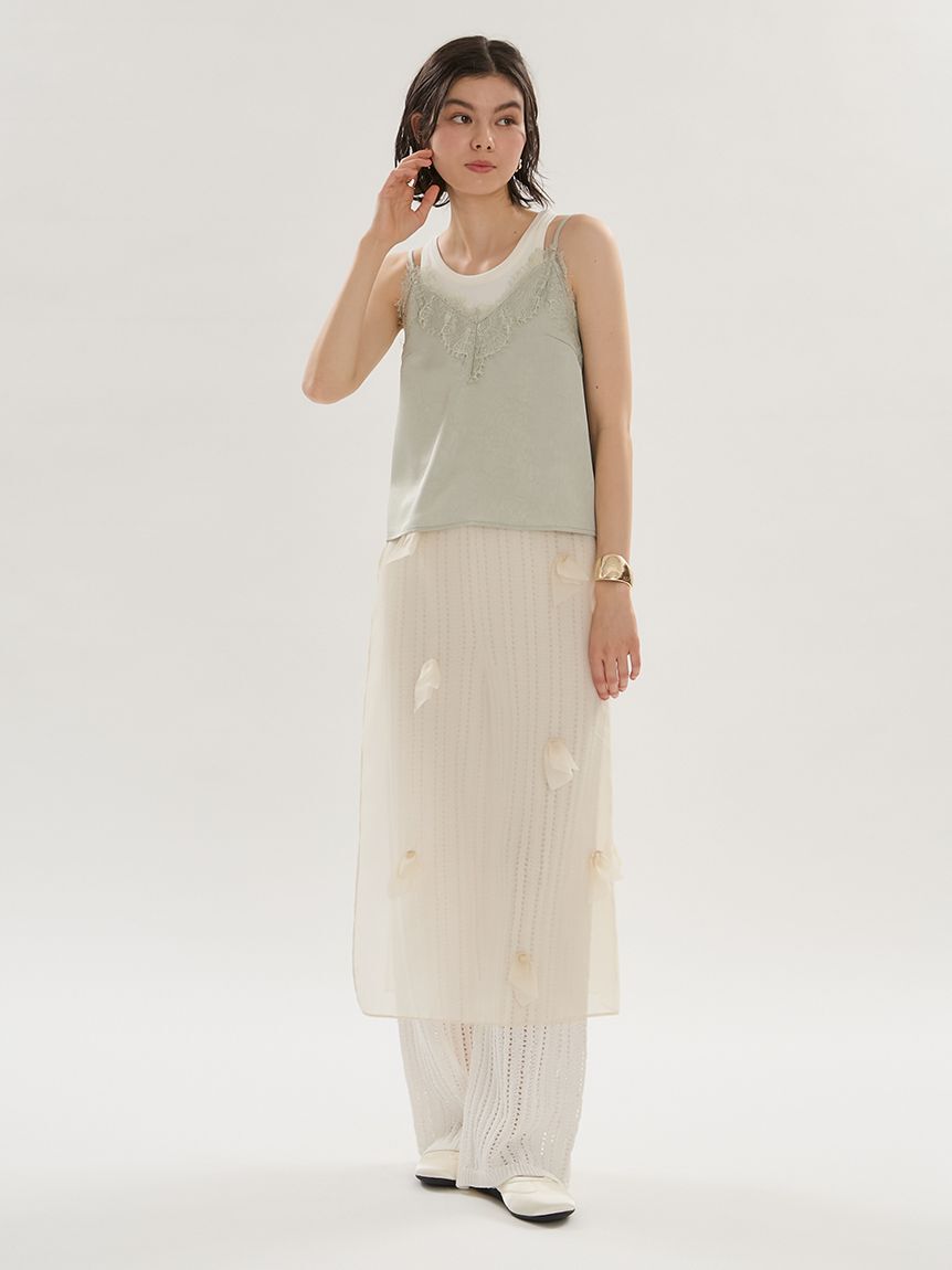 emmi atelier「リボンモチーフオーガンジーラップスカート」|スカート|