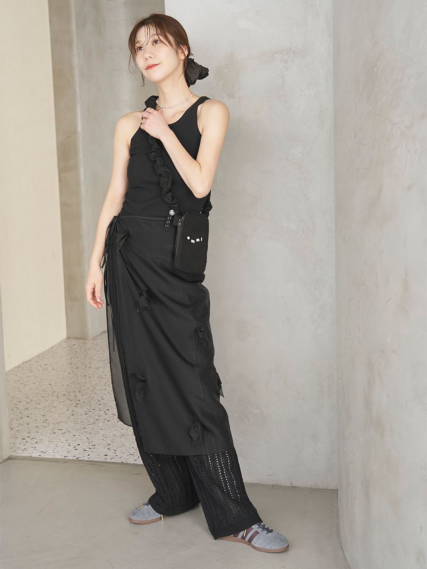emmi atelier「リボンモチーフオーガンジーラップスカート」|スカート|BLK