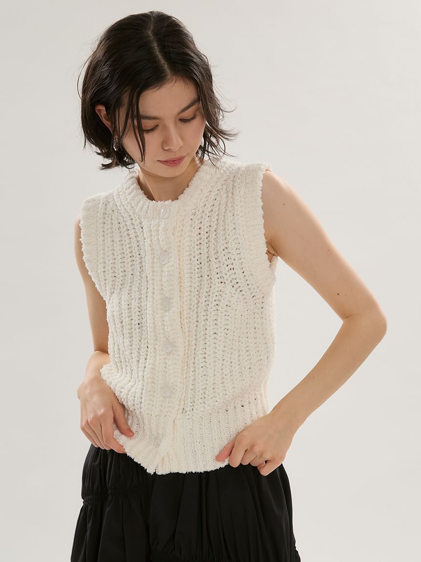 emmi atelier「eco フリンジニットベスト」|ニット・セーター|