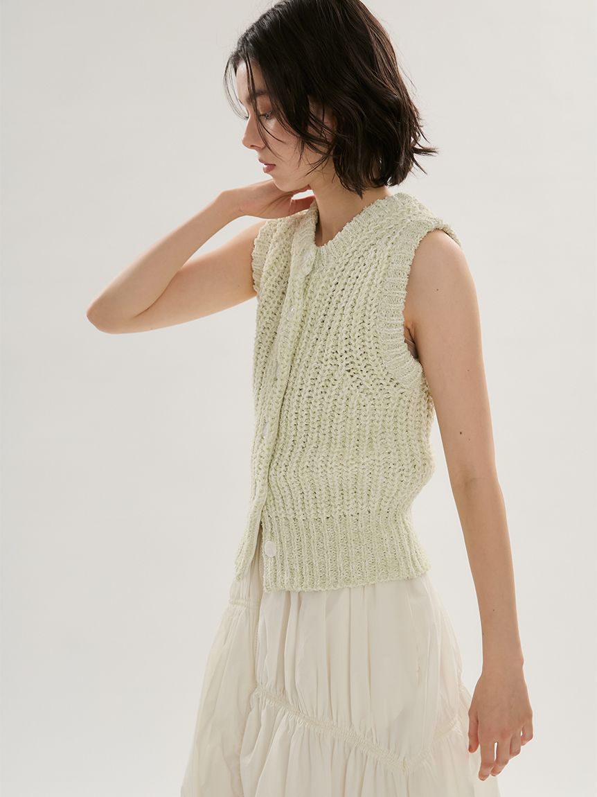 emmi atelier「eco フリンジニットベスト」|ニット・セーター|
