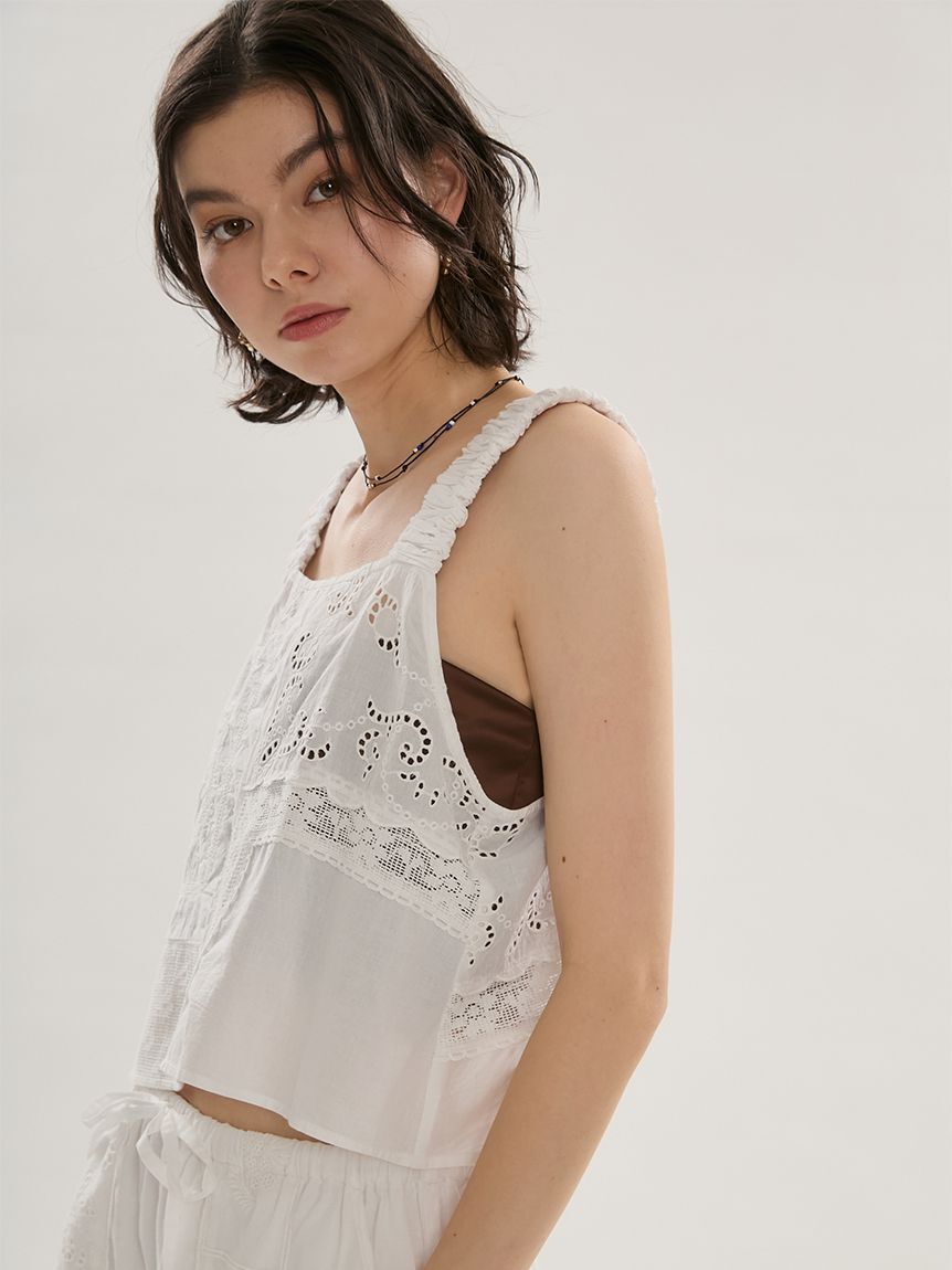 emmi atelier「コットンパッチワークビスチェ」|ベスト・ジレ|