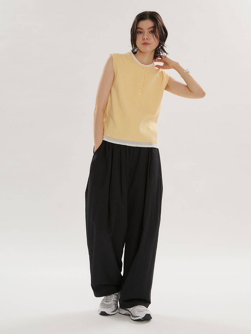 emmi atelier「ワッシャーナイロンタックイージーパンツ【セットアップ対応】」|チノ|BLK