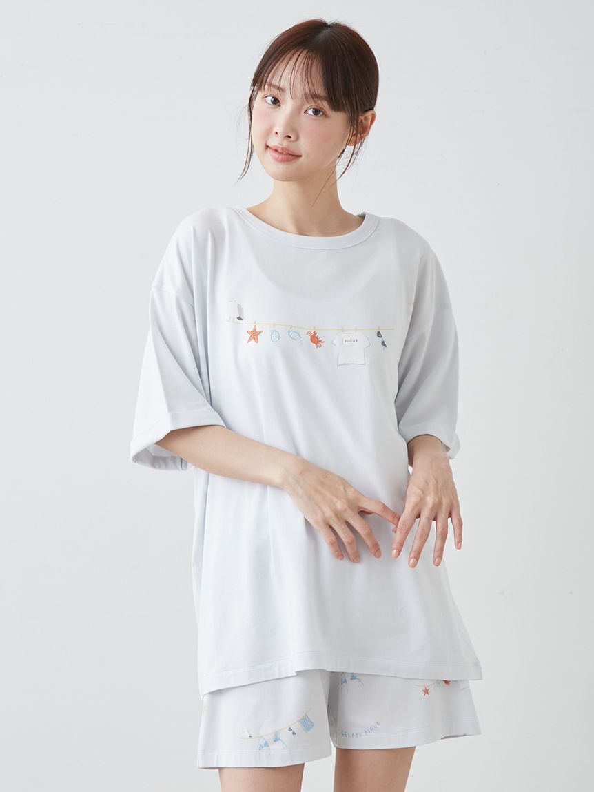 gelato pique「【抗菌防臭】サマーランドリーワンポイントBIGTシャツ」|ルームウェア|