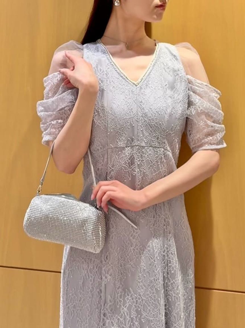 SNIDEL「ラメブレードＶネックレースドレス」|ワンピース|