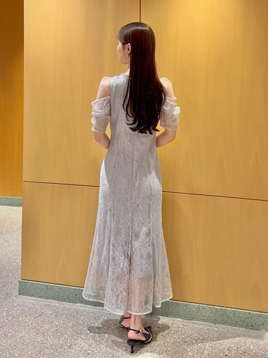 SNIDEL「ラメブレードＶネックレースドレス」|ワンピース|