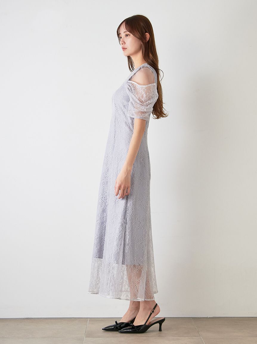 SNIDEL「ラメブレードＶネックレースドレス」|ワンピース|