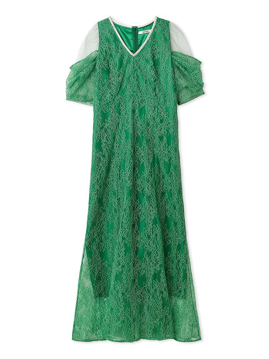 SNIDEL「ラメブレードＶネックレースドレス」|ワンピース|GRN