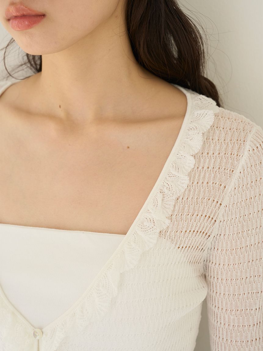 SNIDEL「シアーフリルコンパクトカーディガン」|カーディガン|