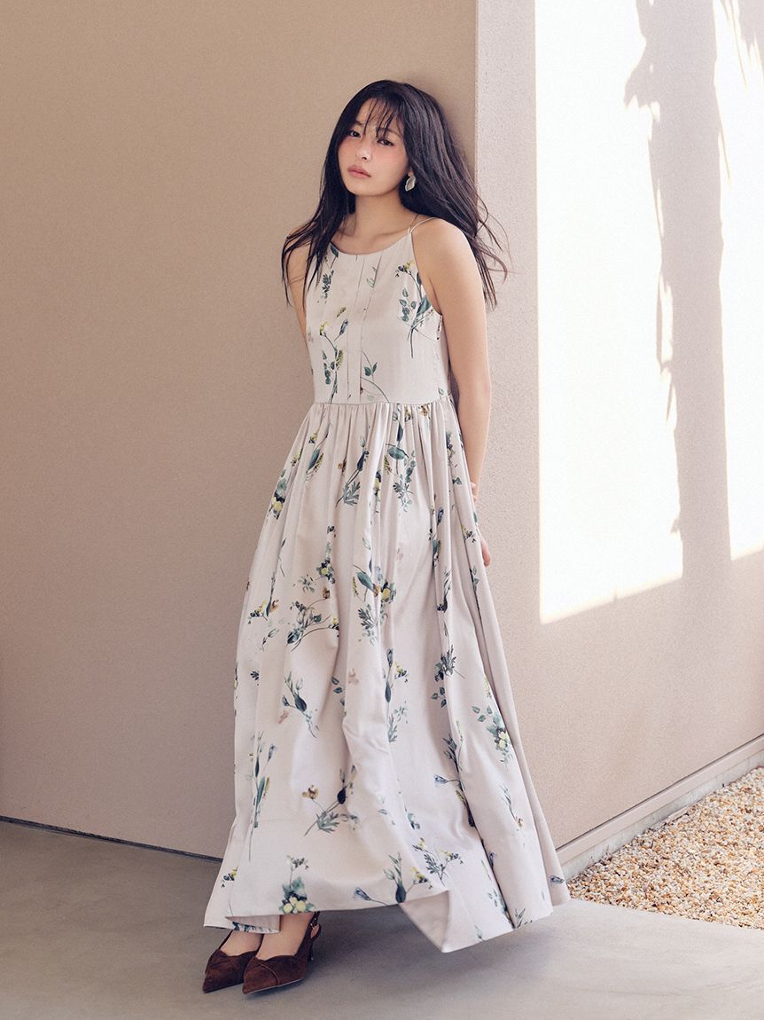 SNIDEL「【WEB限定00サイズあり】ボタニカルパターンキャミワンピース」|ワンピース|BEG