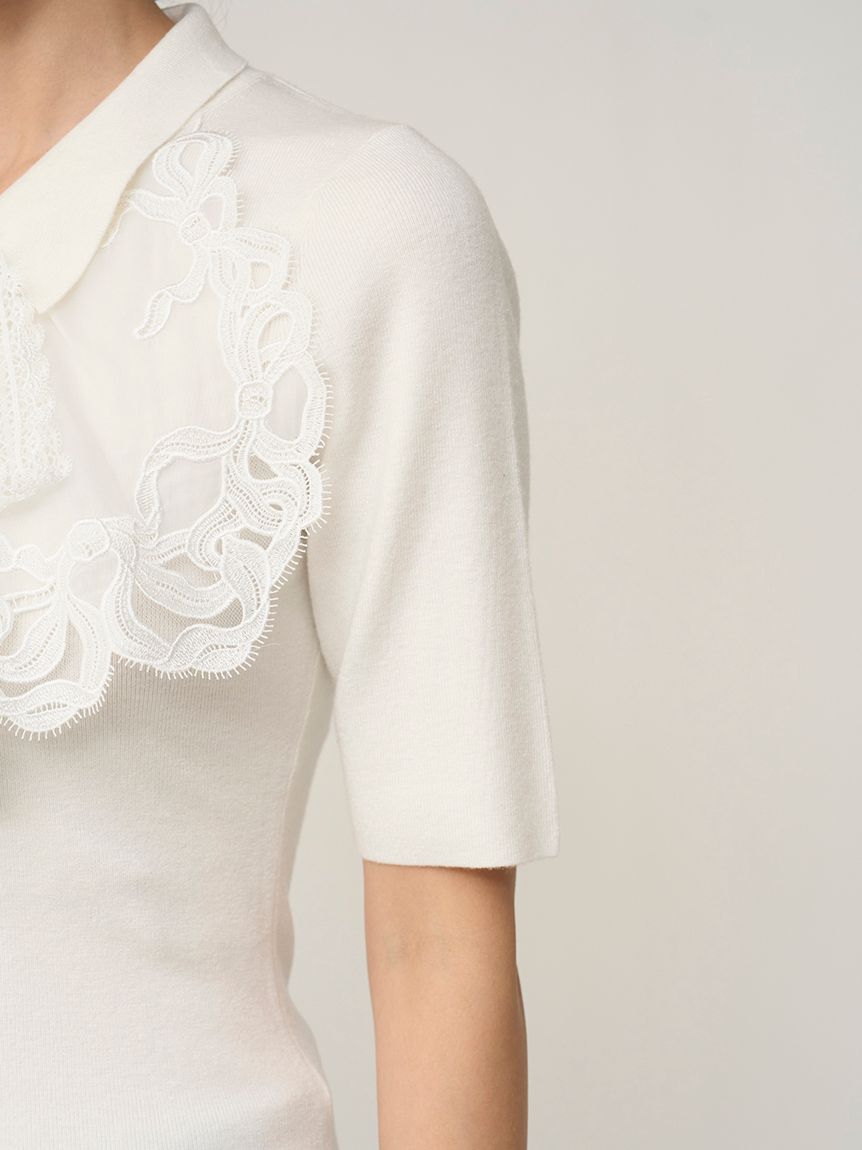 SNIDEL「エンブロイダリーカラードッキングニット」|ニット・セーター|